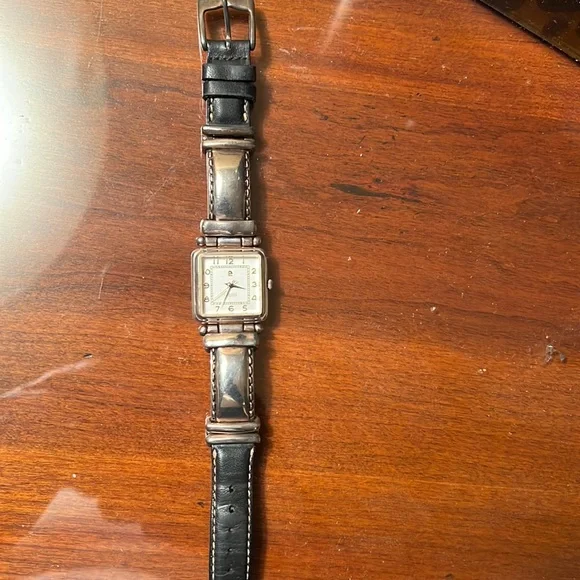Ecclissi leather and sterling silver watch . Needs battery s-l400.jpg main image 3